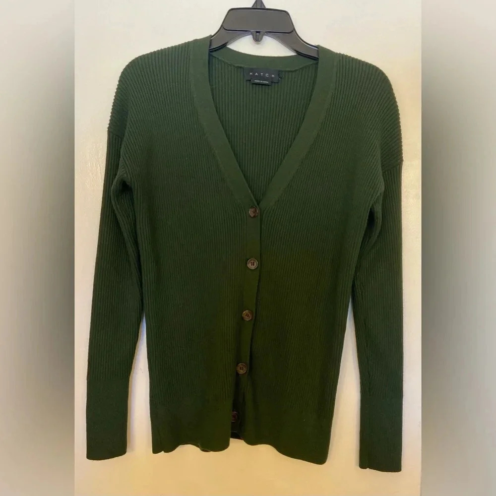 HATCH The Rib Knit Cardigan Olive Size 2 - Picture 5 of 10